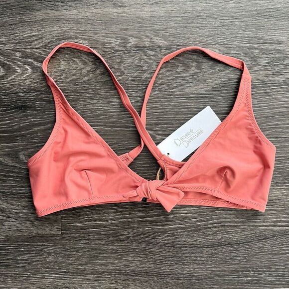 🐿️ NWT Urban Outfitters Desert Dreamer Coral Pink Tie Front Bikini Top Size Sm - Picture 1 of 4